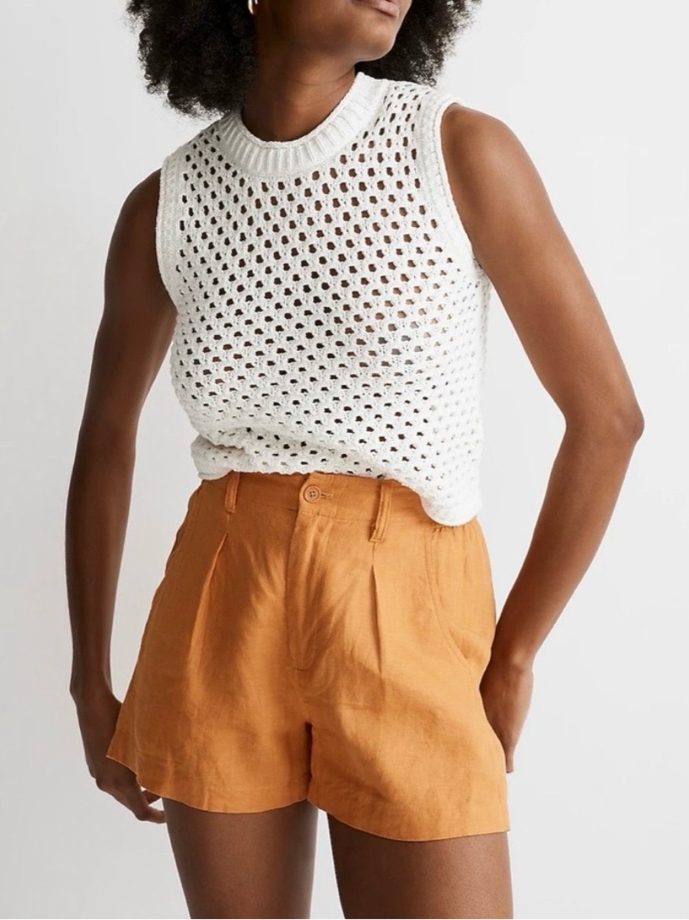 Madewell The Neale Short in 100% Linen Ochre Fresco Size 12